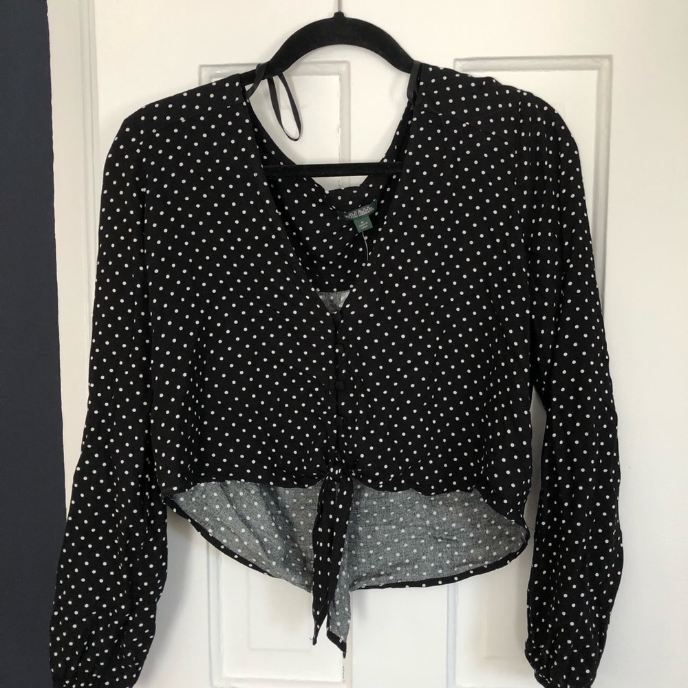 Black and white polka dot crop top